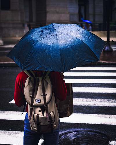 philadelphia person holding blue umbrella sad girl rain